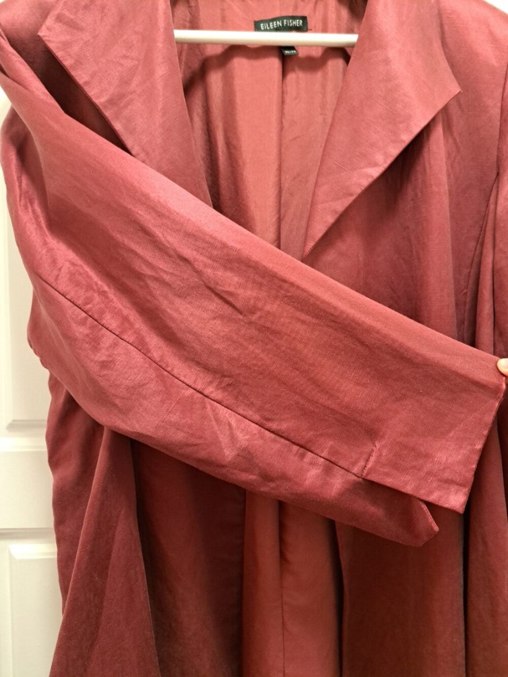 Eileen Fisher Linen Silk Blend Shimmer Open Front Jacket Size XL - Picture 5 of 10